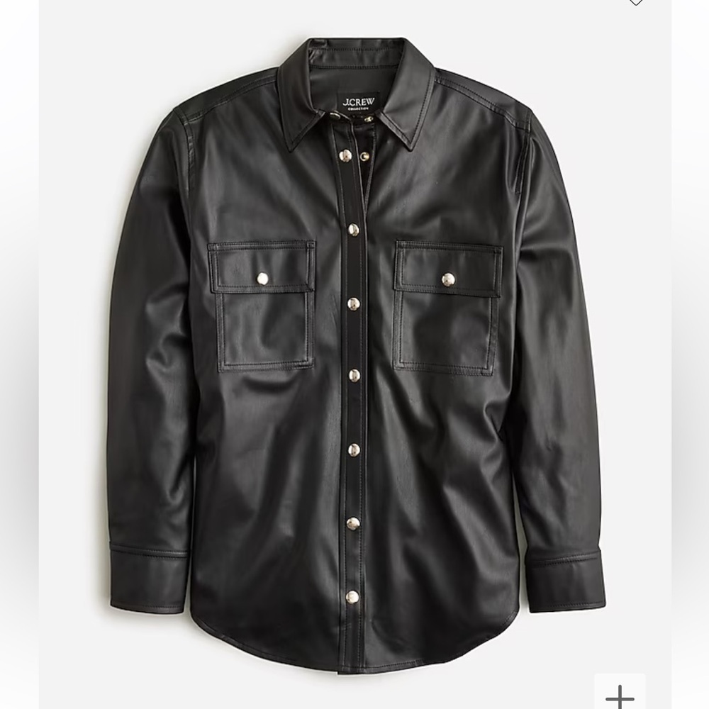 J crew Collection shirt-jacket in faux leather